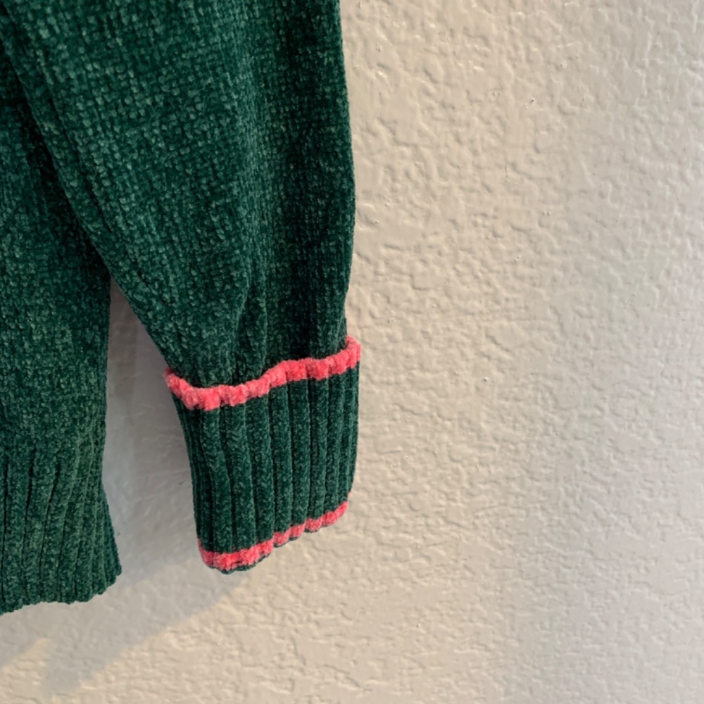 Belle by Kim Gravel Tippity Topsy Green Pink Chenille Cardigan XXS Sweater NWOT - Picture 8 of 15